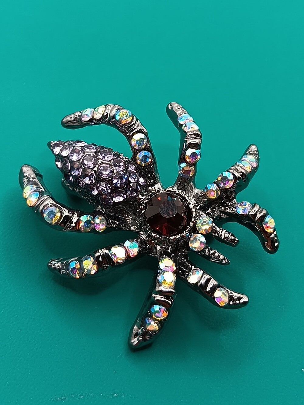 Rhinestone Spider Pin Brooch, Silver Tone, Tarantula, Witchy, Gothic, Jewerly